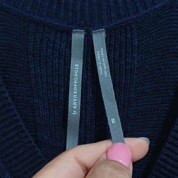 Anthropologie Blue Asymmetrical Cut Out Tank Top - Picture 2 of 9